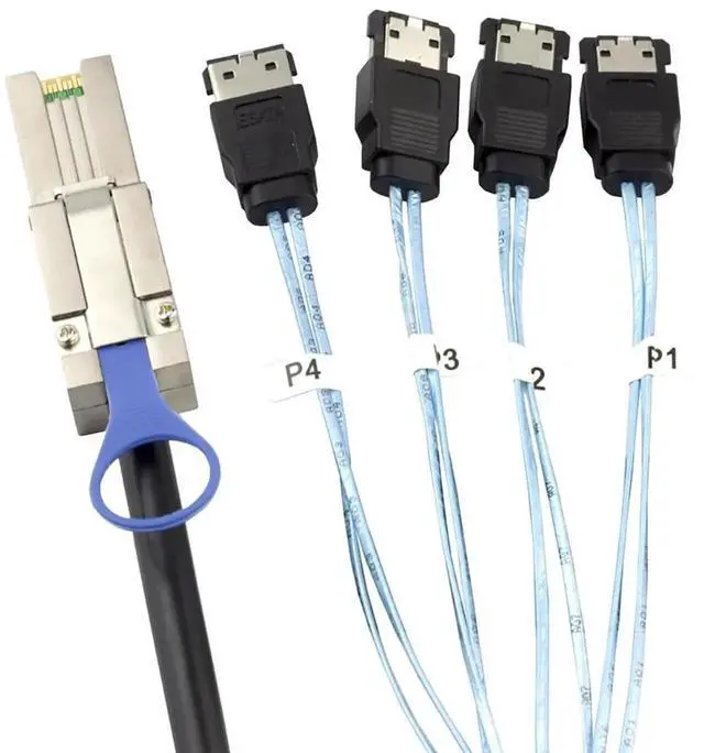 Alt view image 3 of 5 - 0.5M/19.68in Mini SAS HD SFF8088 26P to 4×eSATA 7P Female External Server Hard Drive Cable, 28AWG 6Gbps HighSpeed Copper Wire Harness