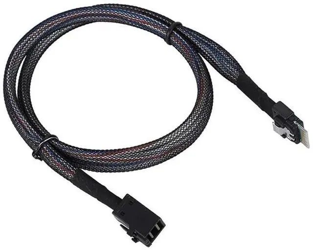 Alt view image 5 of 5 - 0.5m PCIe 4.0 Slimline SAS SFF8654 4i 38Pin to Mini SAS HD SFF8643 Cable, 12Gbps HighSpeed Server Cable, 30AWG Pure Copper, Black