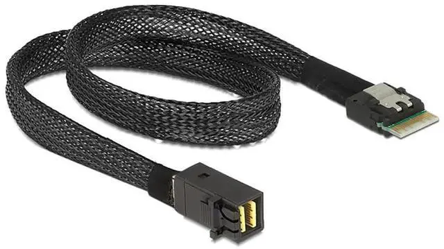 Alt view image 4 of 5 - 1m PCIe 4.0 Slimline SAS SFF8654 4i 38Pin to Mini SAS HD SFF8643 Cable 12Gbps HighSpeed Server Wire, 30AWG Copper, Black