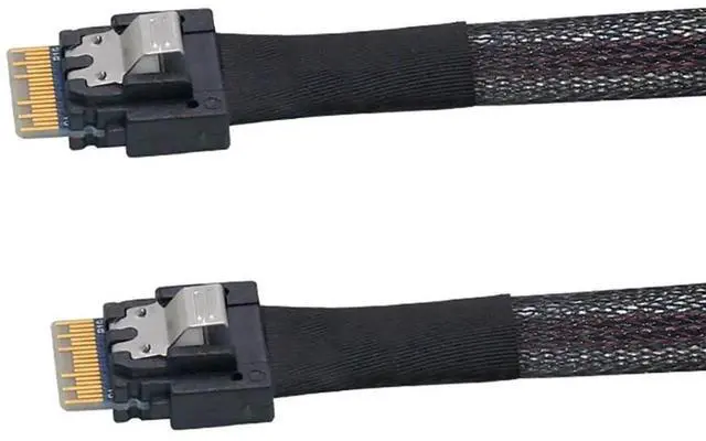 Alt view image 4 of 6 - 0.5M Slimline SAS SFF8654 4i 38P to SFF8654 4i Server Cable 12Gbps HighSpeed 10 Ohm FlattoFlat Internal Connection Cable