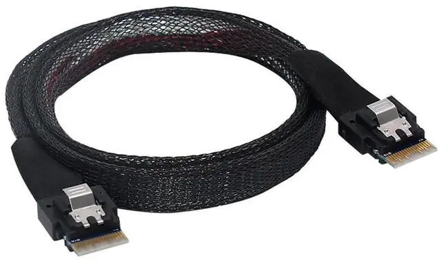 Alt view image 3 of 6 - 0.5M Slimline SAS SFF8654 4i 38P to SFF8654 4i Server Cable 12Gbps HighSpeed 10 Ohm FlattoFlat Internal Connection Cable
