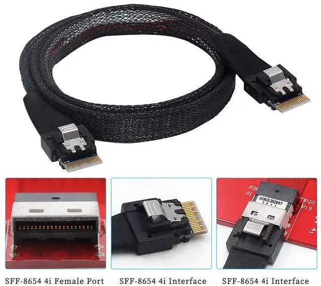Alt view image 5 of 6 - 0.5M Slimline SAS SFF8654 4i 38P to SFF8654 4i Server Cable 12Gbps HighSpeed 10 Ohm FlattoFlat Internal Connection Cable