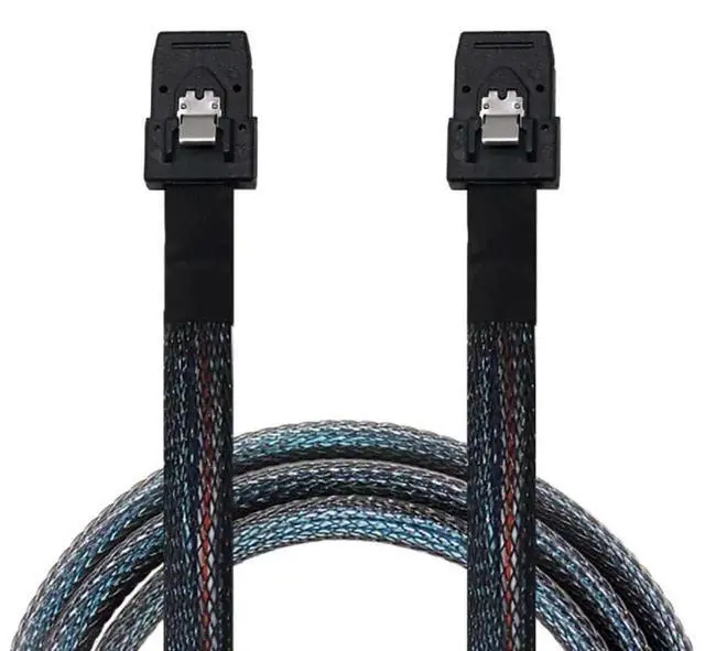 Alt view image 4 of 5 - 1M Mini SAS SFF8087 to Mini SAS SFF8087 Internal Server Cable, 12Gbps HighSpeed 30AWG Data Cable, Black Flat Connector