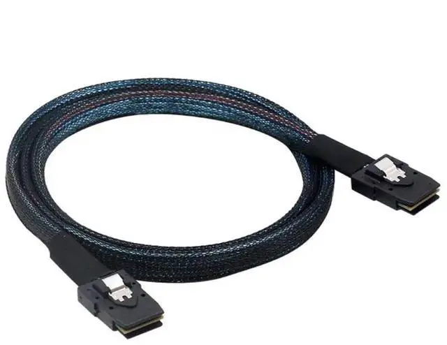 Alt view image 5 of 5 - 1M Mini SAS SFF8087 to Mini SAS SFF8087 Internal Server Cable, 12Gbps HighSpeed 30AWG Data Cable, Black Flat Connector