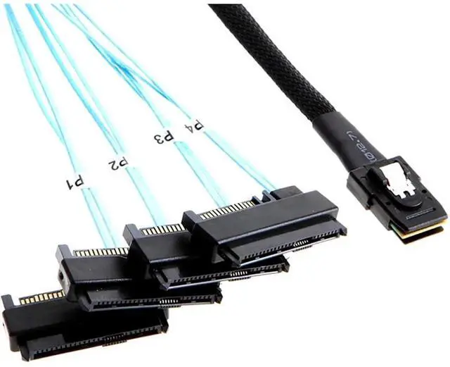 Main image of 1m/39.37in Mini SAS SFF8087 to SAS SFF8482 Internal Server Cable with SATA Power, 30AWG 12Gbps HighSpeed Copper Wire Harness