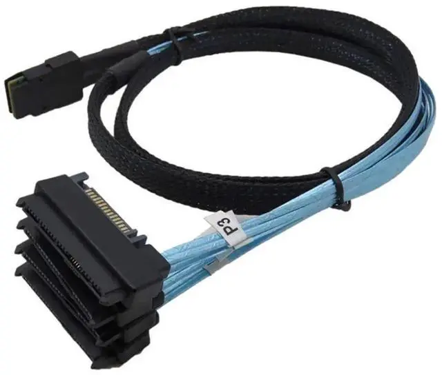 Alt view image 3 of 5 - 1m/39.37in Mini SAS SFF8087 to SAS SFF8482 Internal Server Cable with SATA Power, 30AWG 12Gbps HighSpeed Copper Wire Harness