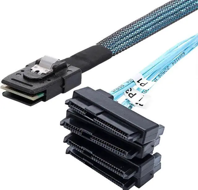 Main image of 100cm Internal Mini SAS Fanout Cable, 4×SFF8087 36Pin Host to SFF8482 29Pin SAS Hard Drive Target Cable with IDE Power
