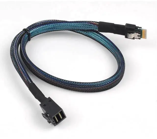 Alt view image 2 of 3 - SFF8654 to SFF8643 Cable, Slim SAS SFF8654 4i 38Pin Host to Mini SAS HD SFF8643 36Pin Target Cable, 1.5 FT