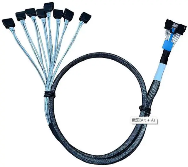 Main image of 75CM MCIO x8 to 8×SATA Cable, SFFTA1016 74Pin Host to 8×SATA 7Pin Target HD, MCIO RAID to SATA Hard Drive Connection Cable