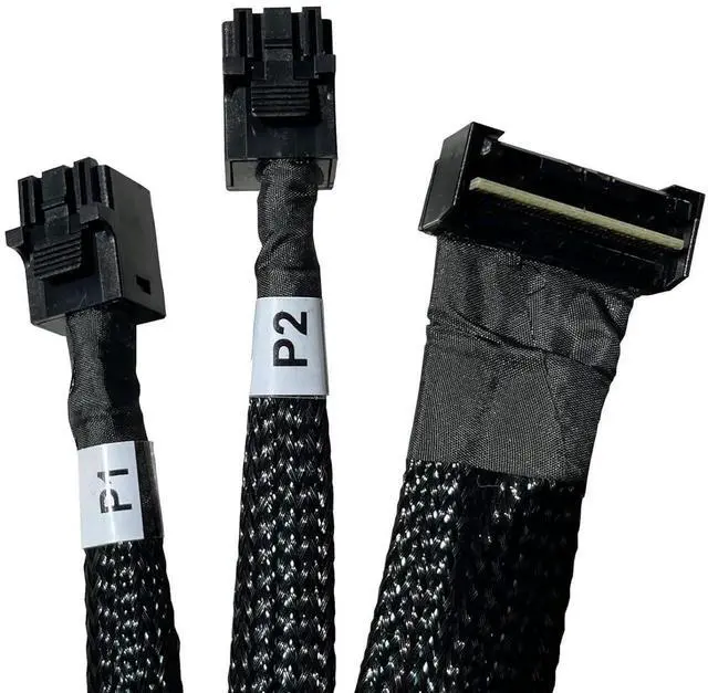 Alt view image 5 of 5 - 80cm SlimSAS LP 8X to 2×MiniSAS HD 4X Cable, SFF8654 LP 74Pin to 2×SFF8643 36Pin, Compatible with DELL H750/H755 Servers