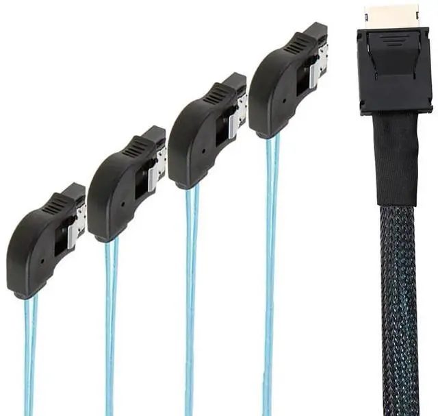 Alt view image 3 of 5 - 0.5M OCuLink PCIExpress SAS SFF8611 4i to SATA 7P Right Angle Server Hard Drive Cable, 32AWG 12Gbps HighSpeed Internal Harness