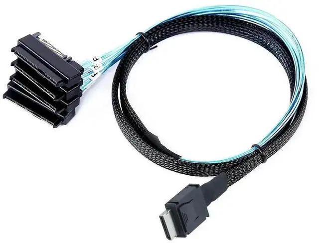 Main image of 50cm Mini SAS SFF8611 PCIe 4I Straight to SFF8482 2in1 Adapter Cable, 4×SAS 29Pin with SATA 15PIN Power for SSD Data Transfer