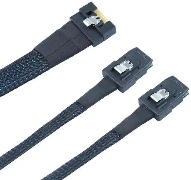Alt view image 4 of 6 - 0.5M SlimSAS SFF8654 8i 4.0 to Dual SAS 8087 Cable, 32AWG 24G HighSpeed Server Internal Cable with AntiMisdirection Design