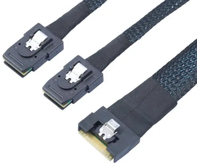 Alt view image 5 of 6 - 0.5M SlimSAS SFF8654 8i 4.0 to Dual SAS 8087 Cable, 32AWG 24G HighSpeed Server Internal Cable with AntiMisdirection Design