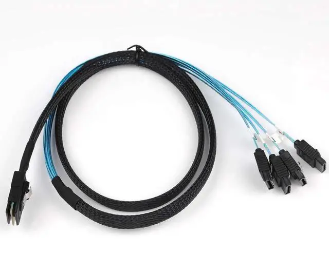 Alt view image 5 of 6 - 2PCS Reversed Mini SAS 36Pin SFF8087 Male to 4 SATA 7Pin Female Cable, Mini SAS (Target) to 4 SATA (Host) Cable