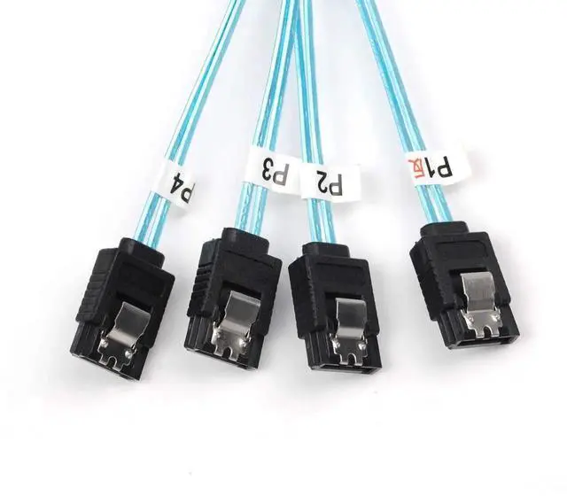 Alt view image 4 of 6 - 2PCS Reversed Mini SAS 36Pin SFF8087 Male to 4 SATA 7Pin Female Cable, Mini SAS (Target) to 4 SATA (Host) Cable