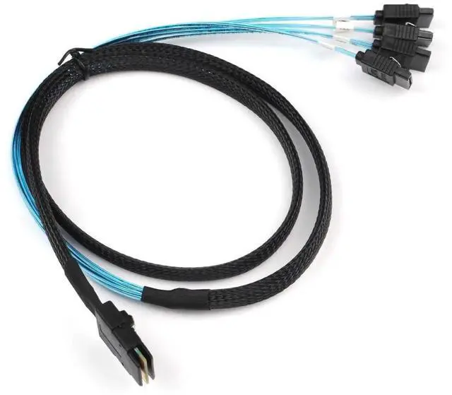 Alt view image 2 of 6 - 2PCS Reversed Mini SAS 36Pin SFF8087 Male to 4 SATA 7Pin Female Cable, Mini SAS (Target) to 4 SATA (Host) Cable