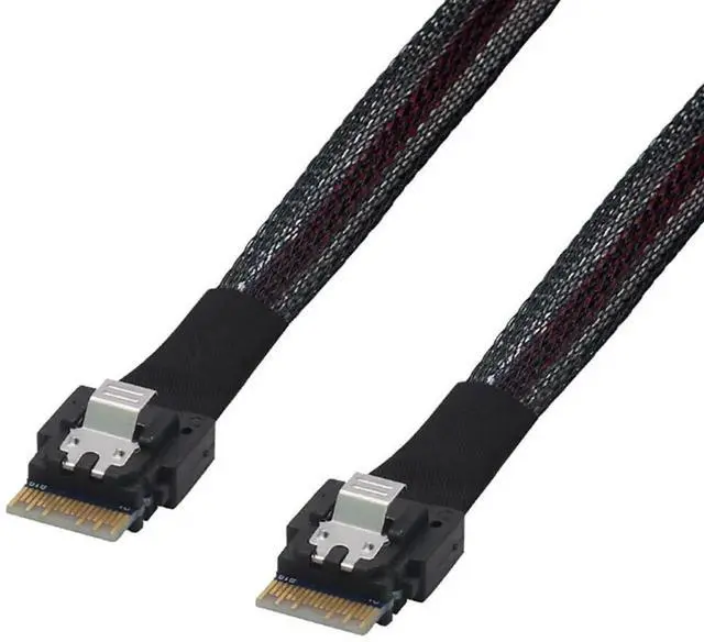 Main image of Slimline SAS SFF8654 4i 38Pin to SFF8654 4i Server Cable, 12Gbps HighSpeed 10Ohm FlattoFlat Internal Connection Cable, 1 Meter for Servers & Storage Systems