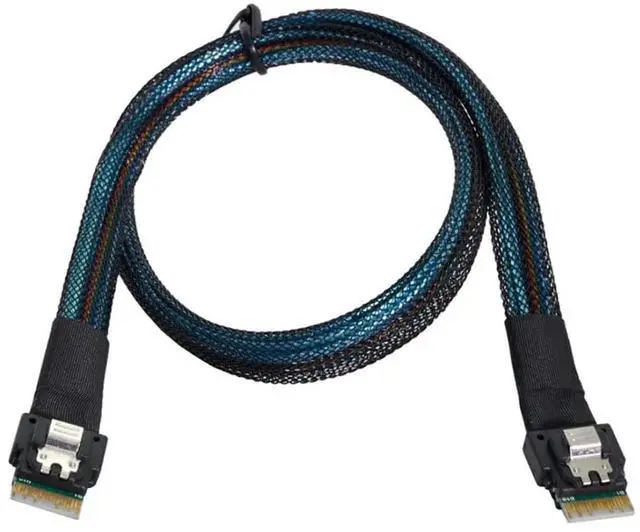 Alt view image 6 of 6 - Slimline SAS SFF8654 4i 38Pin to SFF8654 4i Server Cable, 12Gbps HighSpeed 10Ohm FlattoFlat Internal Connection Cable, 1 Meter for Servers & Storage Systems