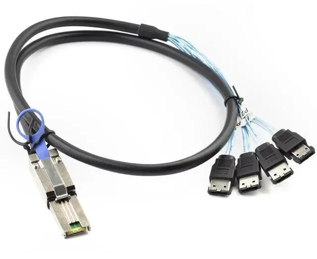 Alt view image 5 of 5 - Mini SAS HD SFF8088 26Pin to 4×eSATA 7Pin Female External Server Hard Drive Cable, 28AWG 6Gbps HighSpeed Copper Wire Harness, 1m / 39.37in
