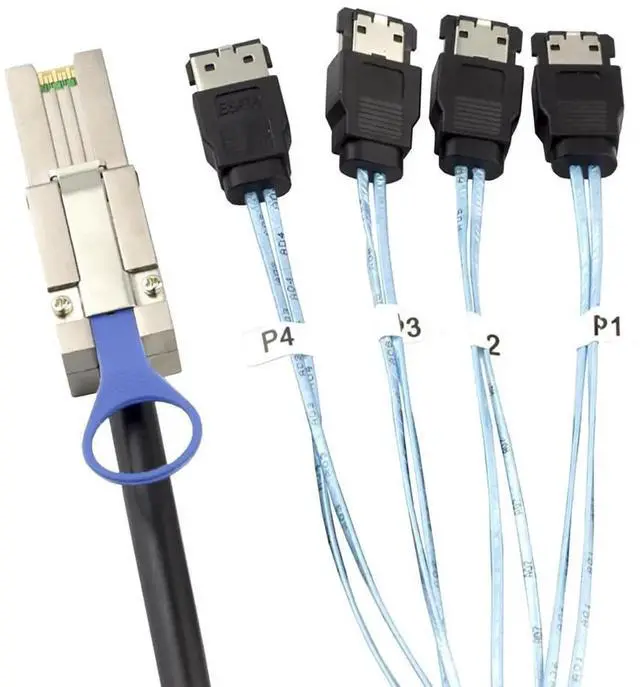 Alt view image 4 of 5 - Mini SAS HD SFF8088 26Pin to 4×eSATA 7Pin Female External Server Hard Drive Cable, 28AWG 6Gbps HighSpeed Copper Wire Harness, 1m / 39.37in