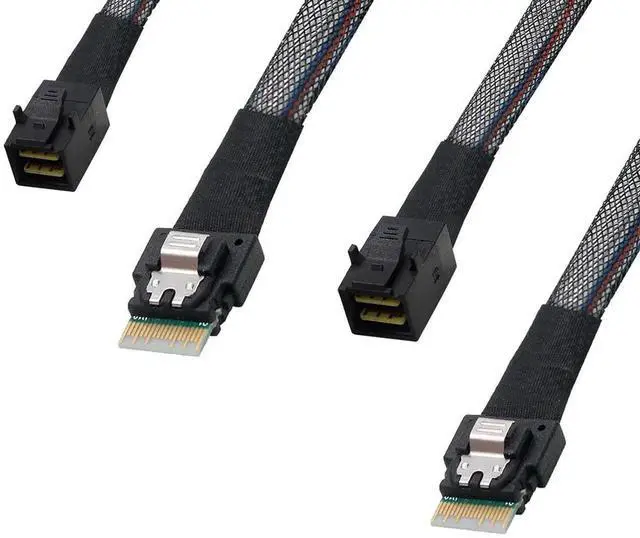 Main image of 2PCS SFF8654 to SFF8643 Cable, Slim SAS SFF8654 4i 38Pin Host to Mini SAS HD SFF8643 36Pin Target Cable, 1.5 FT for Server Storage