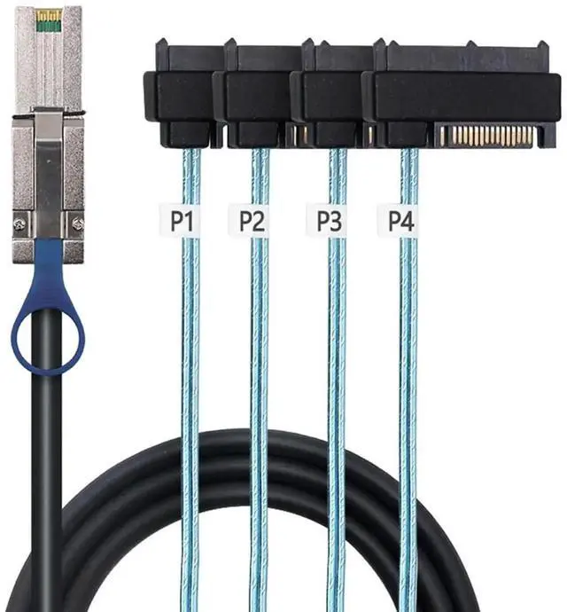 Alt view image 2 of 5 - Mini SAS HD SFF8088 26Pin to 4×SFF8482 Server Cable, 6Gbps HighSpeed 4Port Data Transfer Cord, 28AWG Pure Copper, 0.5M