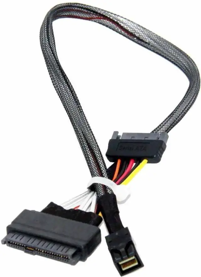 Alt view image 2 of 5 - 50cm HD MiniSAS SFF8643 to U.2 SFF8639 NVMe SSD HighSpeed Server Cable