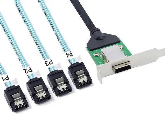 Alt view image 6 of 6 - Mini SAS HD SFF8088 26Pin Female to 4×SATA 7Pin 180° Fanout Cable, 12Gbps HighSpeed Server Data Cable, 0.5m / 19.6in