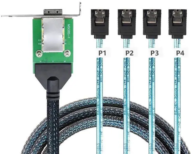 Alt view image 2 of 6 - Mini SAS HD SFF8088 26Pin Female to 4×SATA 7Pin 180° Fanout Cable, 12Gbps HighSpeed Server Data Cable, 0.5m / 19.6in