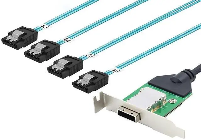 Alt view image 5 of 6 - Mini SAS HD SFF8088 26Pin Female to 4×SATA 7Pin 180° Fanout Cable, 12Gbps HighSpeed Server Data Cable, 0.5m / 19.6in