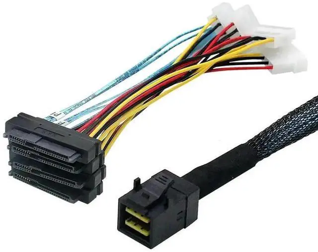 Main image of 12Gbps Mini SAS HD Fanout Cable, SFF8643 to 4×SAS SFF8482 Server Hard Drive Data Cable for RAID Array Card