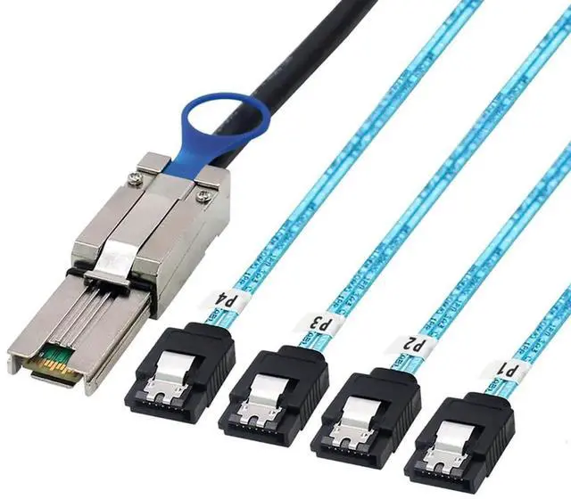 Alt view image 2 of 5 - Mini SAS HD SFF8088 26Pin to 4×SATA 7Pin Female Fanout Cable, 6Gbps HighSpeed Server Hard Drive Cable, 28AWG, 10Ohm Impedance, 1M