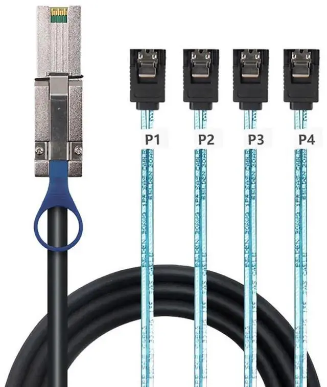 Alt view image 5 of 5 - Mini SAS HD SFF8088 26Pin to 4×SATA 7Pin Female Fanout Cable, 6Gbps HighSpeed Server Hard Drive Cable, 28AWG, 10Ohm Impedance, 1M