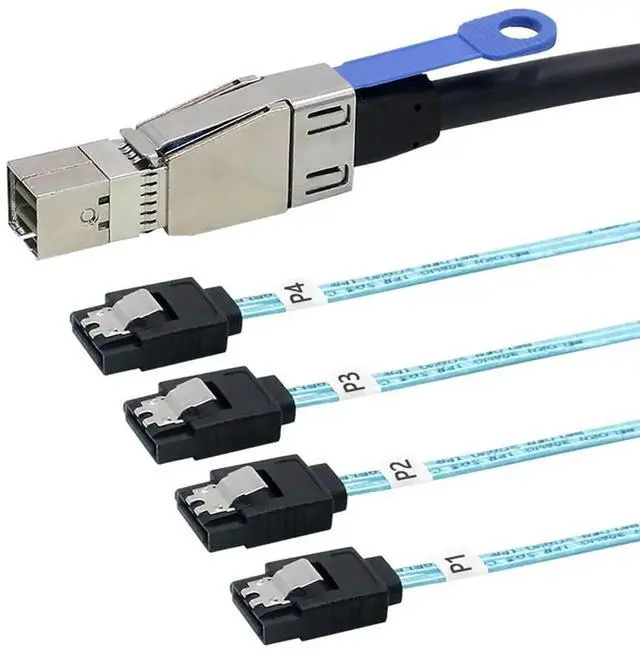 Alt view image 4 of 5 - Mini SAS HD SFF8644 with IC Chip to 4×SATA 7Pin Fanout Cable, 6Gbps HighSpeed Server Hard Drive Interconnect Cable, 28AWG Pure Copper, 0.5M