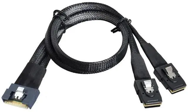 Alt view image 5 of 6 - SlimSAS SFF8654 8i PCIe 4.0 to Dual SFF8087 Server Cable, 32AWG 24Gbps HighSpeed Internal Cable, AntiMisdirection Design, 1M