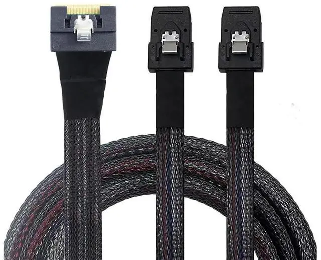 Alt view image 2 of 6 - SlimSAS SFF8654 8i PCIe 4.0 to Dual SFF8087 Server Cable, 32AWG 24Gbps HighSpeed Internal Cable, AntiMisdirection Design, 1M