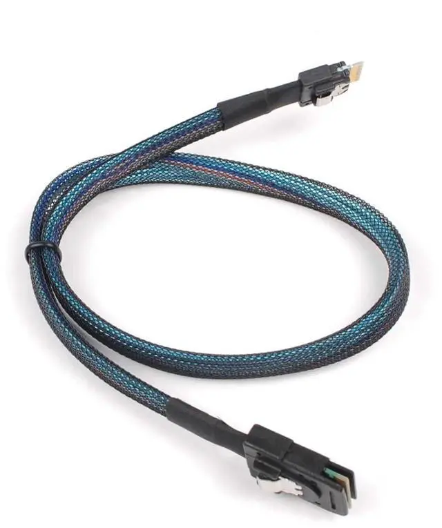 Alt view image 4 of 5 - 2PCS Slim Line SAS 4.0 Cable, SFF8654 4i 38Pin Host to Mini SAS 4i SFF8087 36Pin Target Cable, 1.6FT, Black