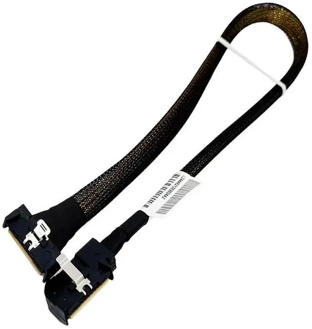 Main image of PCIe 5.0 MCIO x8 to MCIO 8i Extension Cable, 32Gbps HighSpeed U.2 SSD Server Cable, Yellow StraighttoSide Bend, 40cm