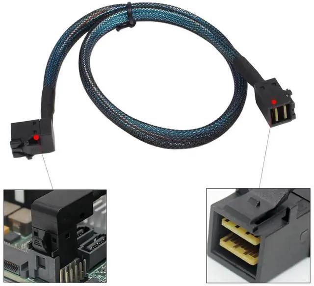 Alt view image 2 of 6 - 2Pack 36Pin Internal MiniSAS HD RightAngle SFF8643 to SFF8643 Server Cable