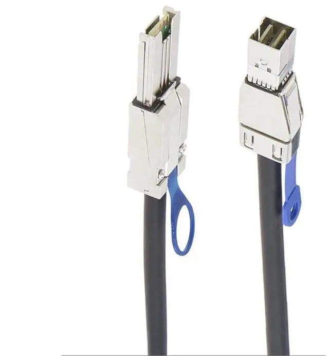 Alt view image 2 of 5 - Mini SAS HD SFF8088 26Pin to SAS HD SFF8644 Server Stacking Cable, 6Gbps HighSpeed 28AWG Data Cable, Black Flat Connector, 1M