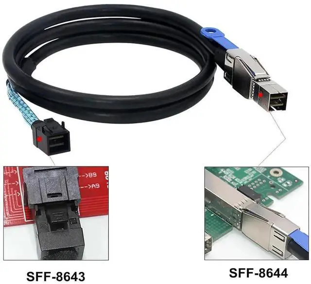 Alt view image 6 of 6 - External Mini SAS HD SFF8644 to SFF8643 Server RAID Data Cable, 1m / 3.3FT
