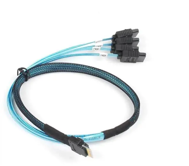Alt view image 4 of 5 - Internal Mini SAS to SATA Cable, SFF8654 to SATA 12Gbps HighSpeed Connecting Line, MultiLane Mini SAS Host Internal Server Cable, 1.6FT, 2Pack