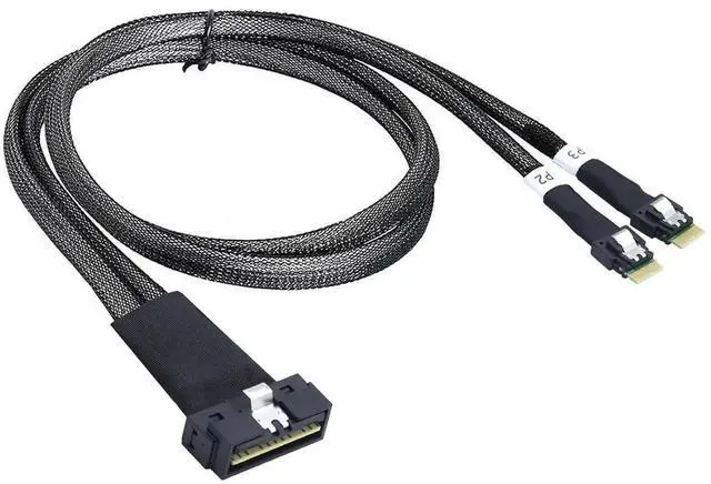Alt view image 5 of 6 - PCIe SlimSAS LP LowProfile SFF8654 8i to Dual SFF8654 4i HighSpeed Server Interconnect Cable, 12Gbps, 0.8M