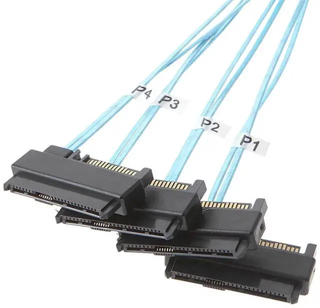 Alt view image 4 of 5 - 2Pack SFF8643 Internal Mini SAS HD to 4×29Pin SFF8482 Breakout Cable with SAS 15Pin Power Port, 12Gbps HighSpeed Server Cable, 1M/3.3FT