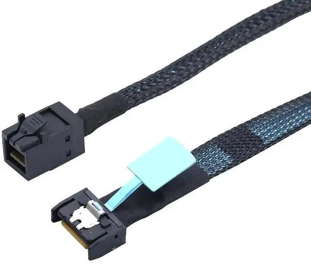 Alt view image 3 of 6 - Gen5 MCIO Slimline SFF8654 4i to HD SFF8643 Server Data Cable, 12Gbps HighSpeed, 85 Ohm Impedance, Black Flat Connector, 0.5M