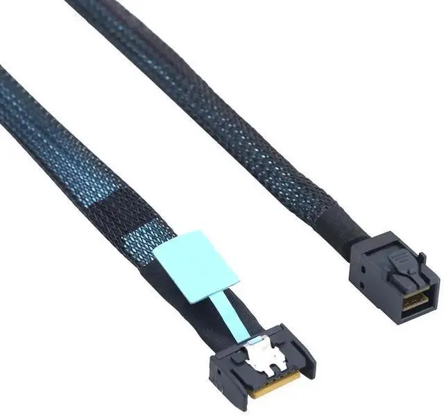 Alt view image 2 of 6 - Gen5 MCIO Slimline SFF8654 4i to HD SFF8643 Server Data Cable, 12Gbps HighSpeed, 85 Ohm Impedance, Black Flat Connector, 0.5M