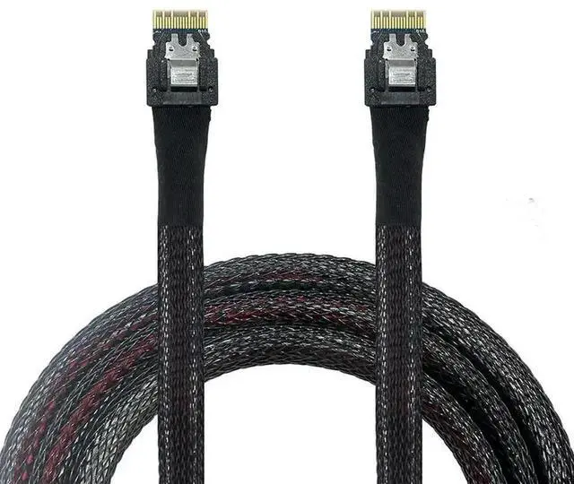 Main image of Slim SAS SFF8654 4i to SFF8654 4i HighSpeed Interconnect Cable, 38Pin, 12G/24Gbps, 50cm