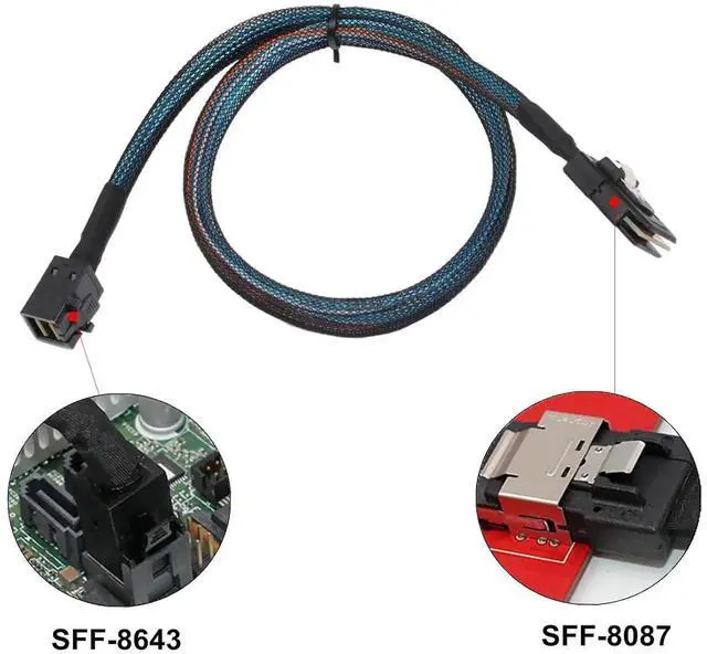 Alt view image 2 of 5 - 2Pack Mini SAS HD SFF8643 to Mini SAS 36Pin SFF8087 HighSpeed Server Interconnect Cable
