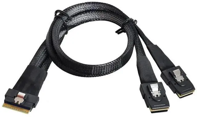 Alt view image 5 of 5 - Slim SAS SFF8654 8i to Dual Mini SAS 4X SFF8087 Internal Server Cable, 12Gbps HighSpeed 32AWG Data Cord, 10 Ohm Impedance, 0.5M